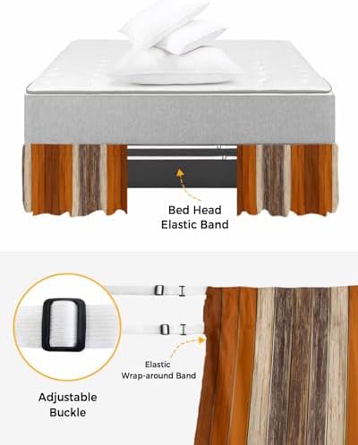 RisQiten King Size Burnt Orange Bed Skirt 16 Inch Drop