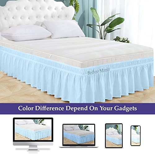 Wrap Around Bed Skirt 14 Drop Light Blue Full Size 54X75