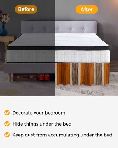 RisQiten King Size Burnt Orange Bed Skirt 16 Inch Drop