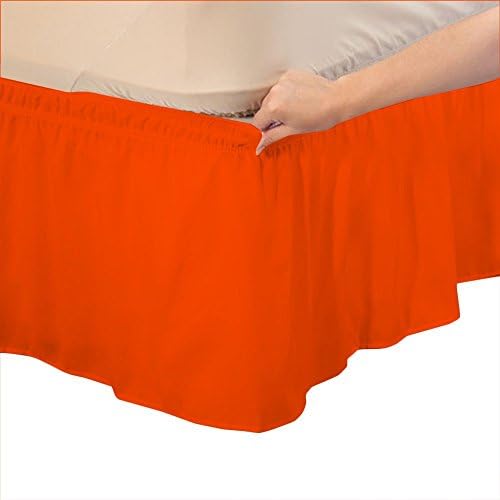 Amuze Bedding Elastic Wrap Around Bed Skirt 1000 Thread Count Orange King XL