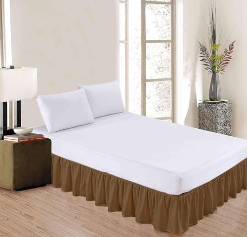 Sleepwell Taupe Solid Ruffled Bed Skirt for King Size
