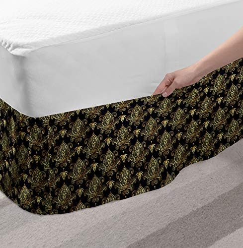 Lunarable Damask Bed Skirt Twin Twin XL 15 Inch Drop