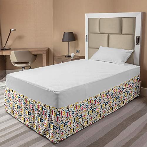 Lunarable Hobby Elastic Bed Skirt with Colorful Design