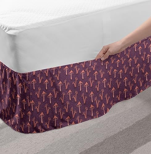 Lunarable Mushroom Bedskirt - Dark Mauve Coral TwinTwin XL