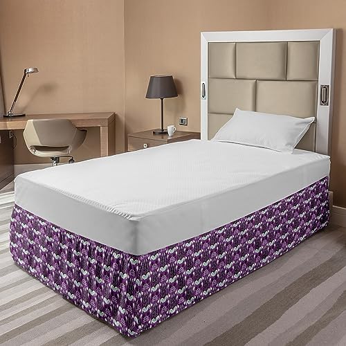 Lunarable Leafy Bed Skirt Khokhloma Purple Floral