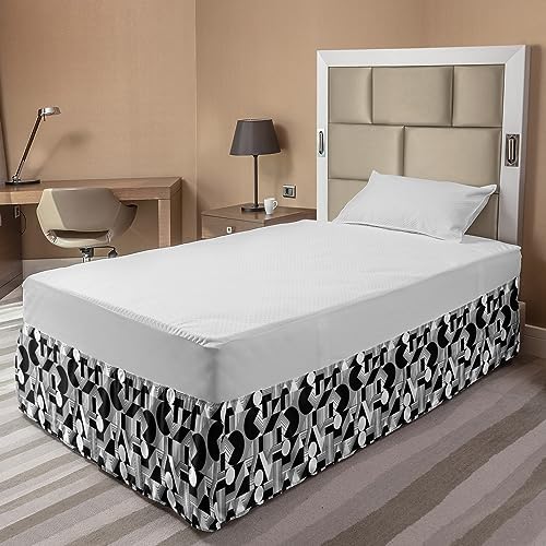Lunarable Modern Bed Skirt - Charcoal Grey White