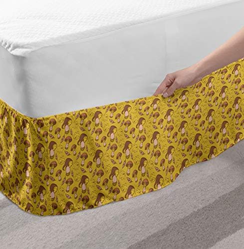 Lunarable Mushroom Bed Skirt Wrap Around Dust Ruffle for TwinTwin XL