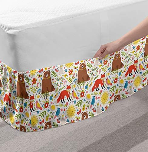 Lunarable Forest Bed Skirt with Multicolor Doodle