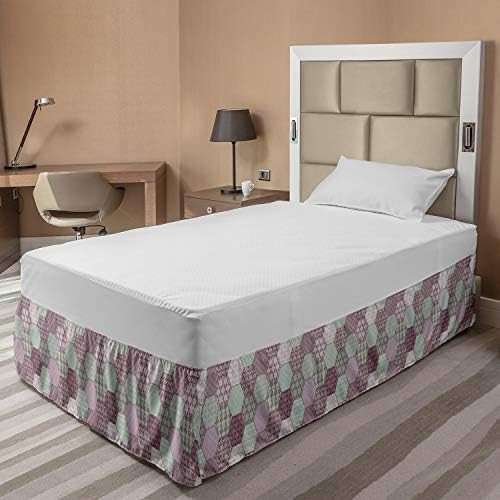 Lunarable Vintage Bedskirt with Oriental Hexagon Print