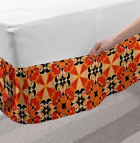 Lunarable Ethnic Bedskirt Burnt Sienna Peach 1