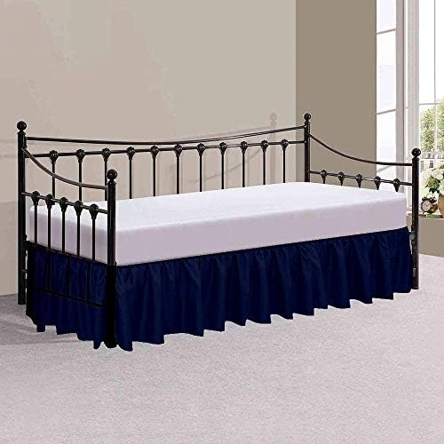 Sleepwell Ruffled Bed Skirt Twin Size Navy Blue 16 Inch Drop