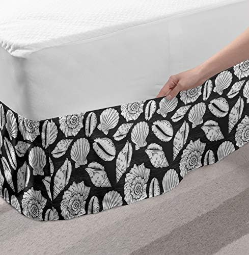 Lunarable Nautical Elastic Bed Skirt with Sea Shells Design