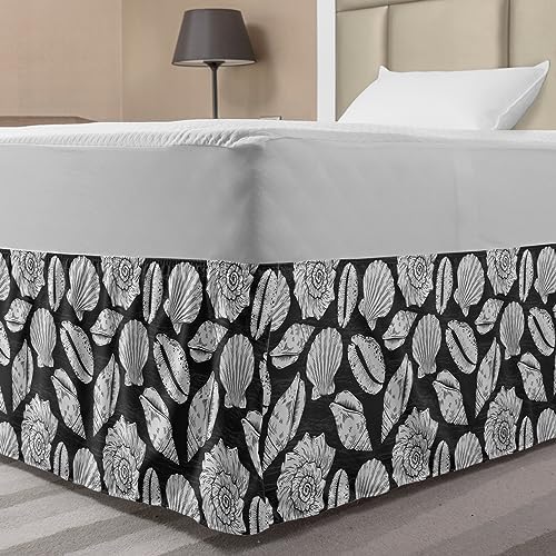 Lunarable Nautical Elastic Bed Skirt with Sea Shells Design
