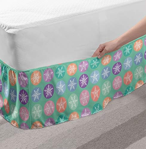 Lunarable Christmas Bed Skirt with Snowflake Pattern