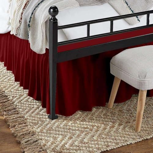 Sleepwell Burgundy Ruffle Bed Skirt Queen XL 12 Inch Drop