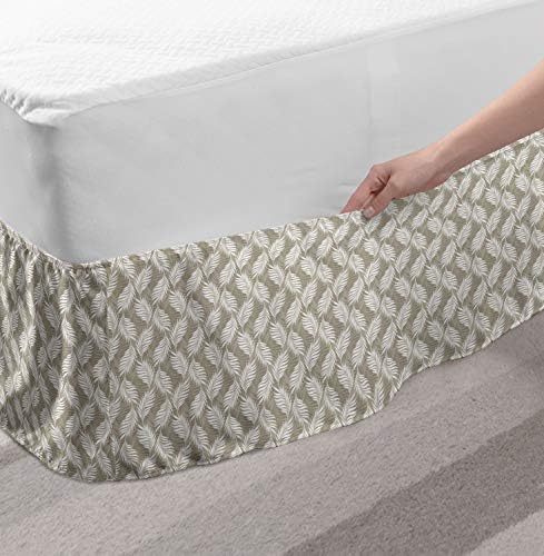 Lunarable Botanical Bed Skirt - Sepia White Twin XL 1