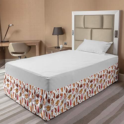 Lunarable Dessert Bedskirt Multicolor Retro Ice Cream Design