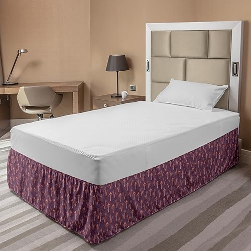 Lunarable Mushroom Bedskirt - Dark Mauve Coral TwinTwin XL