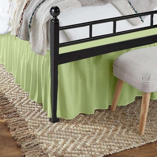 Sleepwell Sage Solid Ruffled Bed Skirt King 18 Inch Drop