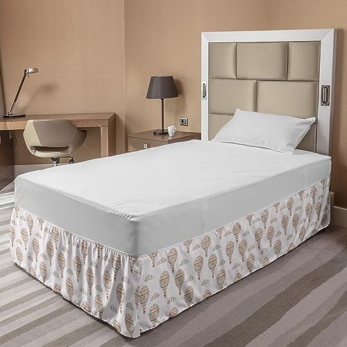 Ambesonne Balloon Bed Skirt with Hearts and Flowers Pattern