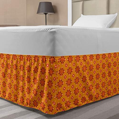 Lunarable Tribal Elastic Bed Skirt with Tangerine Flower Print
