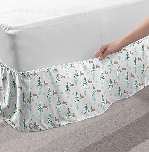 Lunarable Winter Bed Skirt with Christmas Pattern