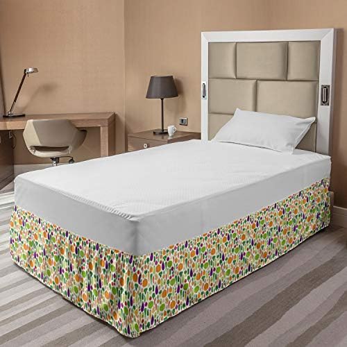 Lunarable Vegetarian Elastic Bed Skirt Multicolor TwinTwin XL