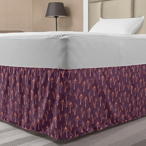Lunarable Mushroom Bedskirt - Dark Mauve Coral TwinTwin XL