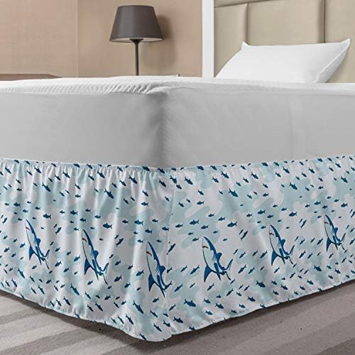 Luarable Marine Bed Skirt with Sharks and Fishes Pattern