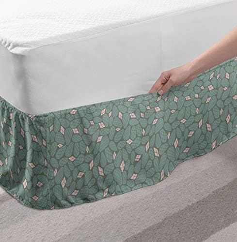 Lunarable Pastel Bed Skirt with Cactus Pattern 1