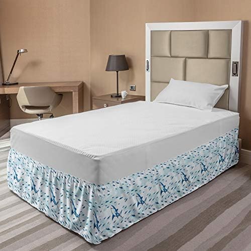 Luarable Marine Bed Skirt with Sharks and Fishes Pattern