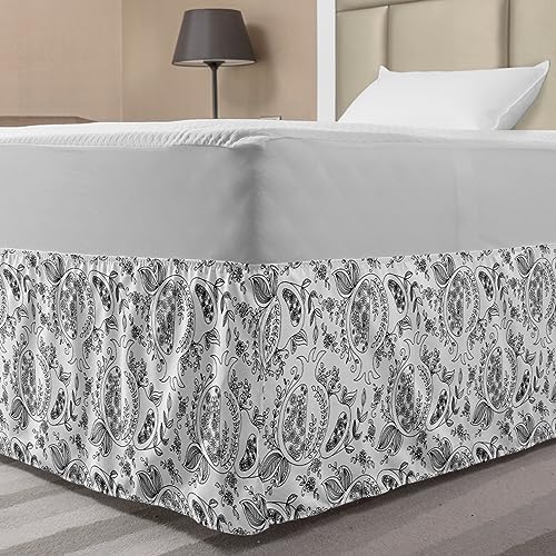 Lunarable Oriental Elastic Bed Skirt - Charcoal Grey 1