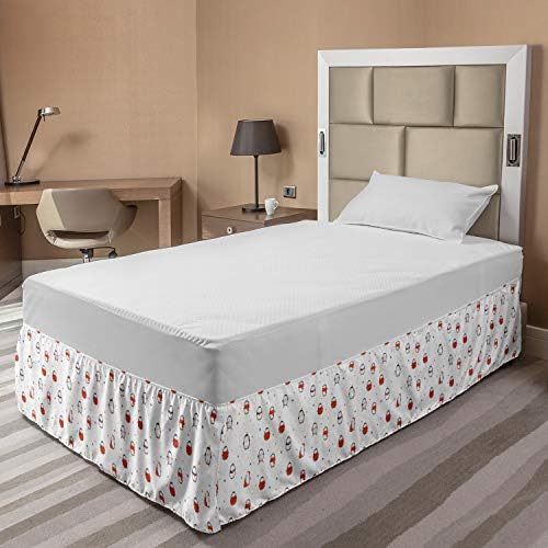 Lunarable Christmas Bed Skirt with Funny Penguins 1