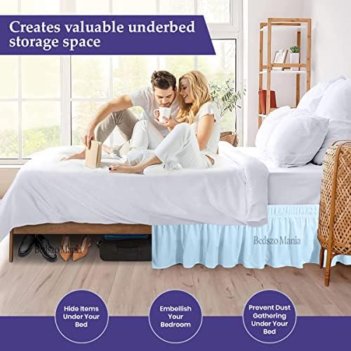 Wrap Around Bed Skirt 14 Drop Light Blue Full Size 54X75