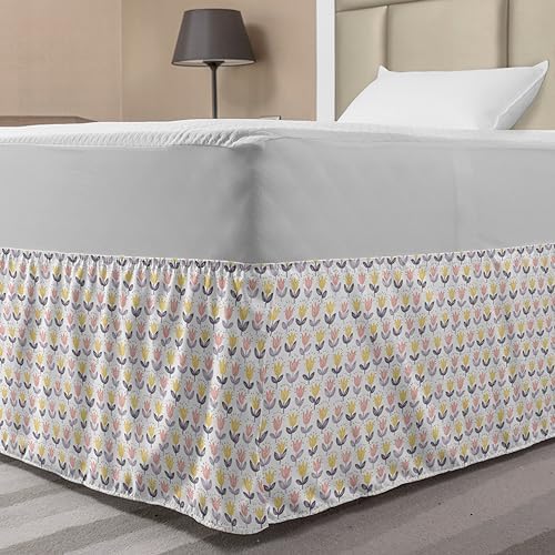 Lunarable Tulip Bed Skirt - TwinTwin XL Spring Tones Doodle