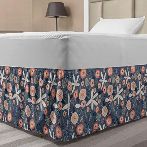 Lunarable Floral Elastic Bed Skirt for TwinTwin XL