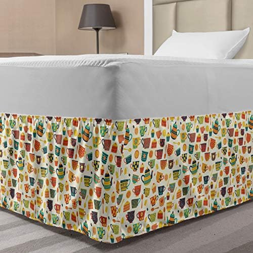 Lunarable Tea Time Bed Skirt Dark Salmon Mustard