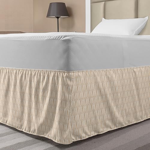 Lunarable Art Deco Bed Skirt White Ecru