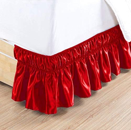 US BEDDING Super Soft Satin Bed Skirt Twin Blood Red 15 Drop