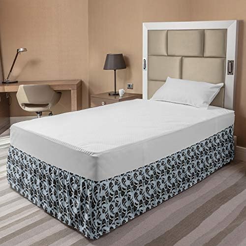 Lunarable Owl Lover Bed Skirt - Halloween Design Wrap Around Pale Blue Grey
