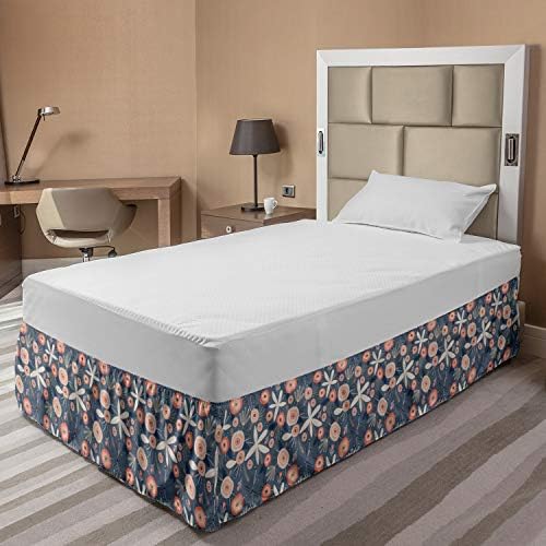 Lunarable Floral Elastic Bed Skirt for TwinTwin XL