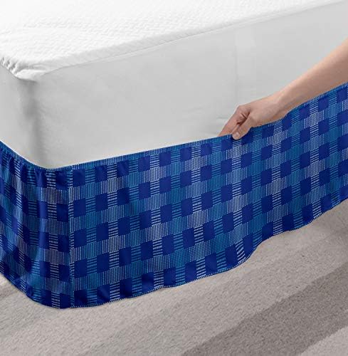 Lunarable Abstract Bed Skirt with Elastic Wrap Aqua Mesh Motif TwinTwin XL