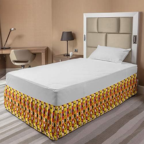 Lunarable Groovy Bed Skirt - Boho Pattern Elastic Twin XL Fit