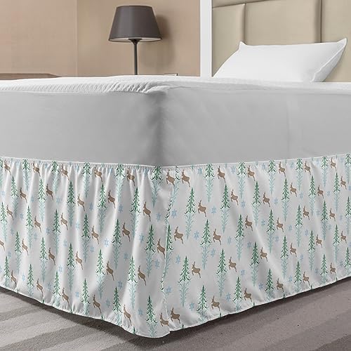 Lunarable Winter Bed Skirt with Christmas Pattern
