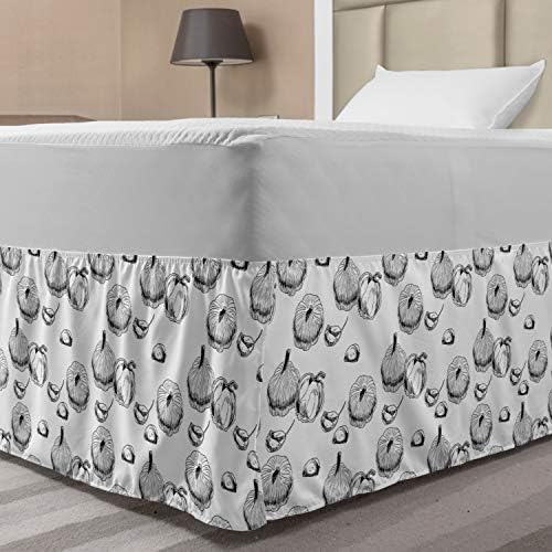 Lunarable Harvest Bed Skirt TwinTwin XL Charcoal Grey and White