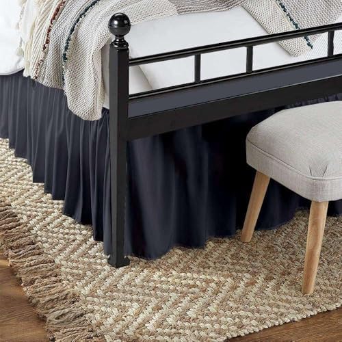 Sleepwell Dark Grey Ruffled Bed Skirt - 8 Inch Drop Short Queen