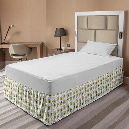 Lunarable Bee Elastic Bed Skirt Funny Summer Insect Wings Cartoon