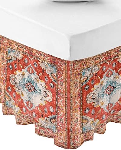 RisQiten Red Boho Queen Bed Skirt 16 Inch Drop