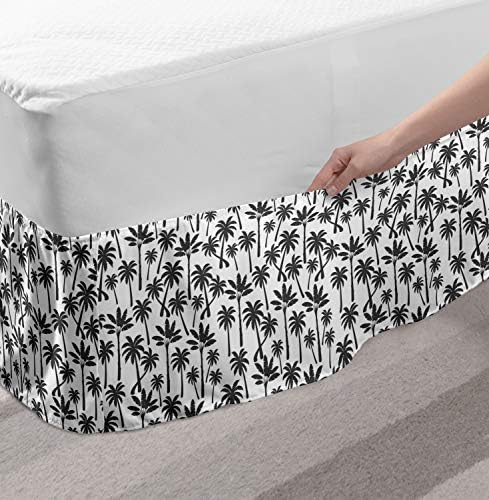 Lunarable Palm Tree Bed Skirt Tropical Design for TwinTwin XL Beds