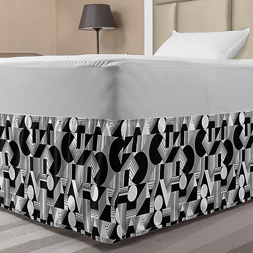 Lunarable Modern Bed Skirt - Charcoal Grey White